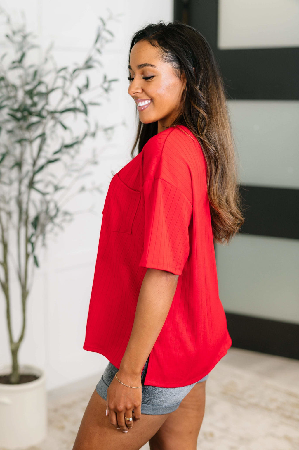 Take It Easy Slouchy Tee in Red - SwagglyLife Home & Fashion