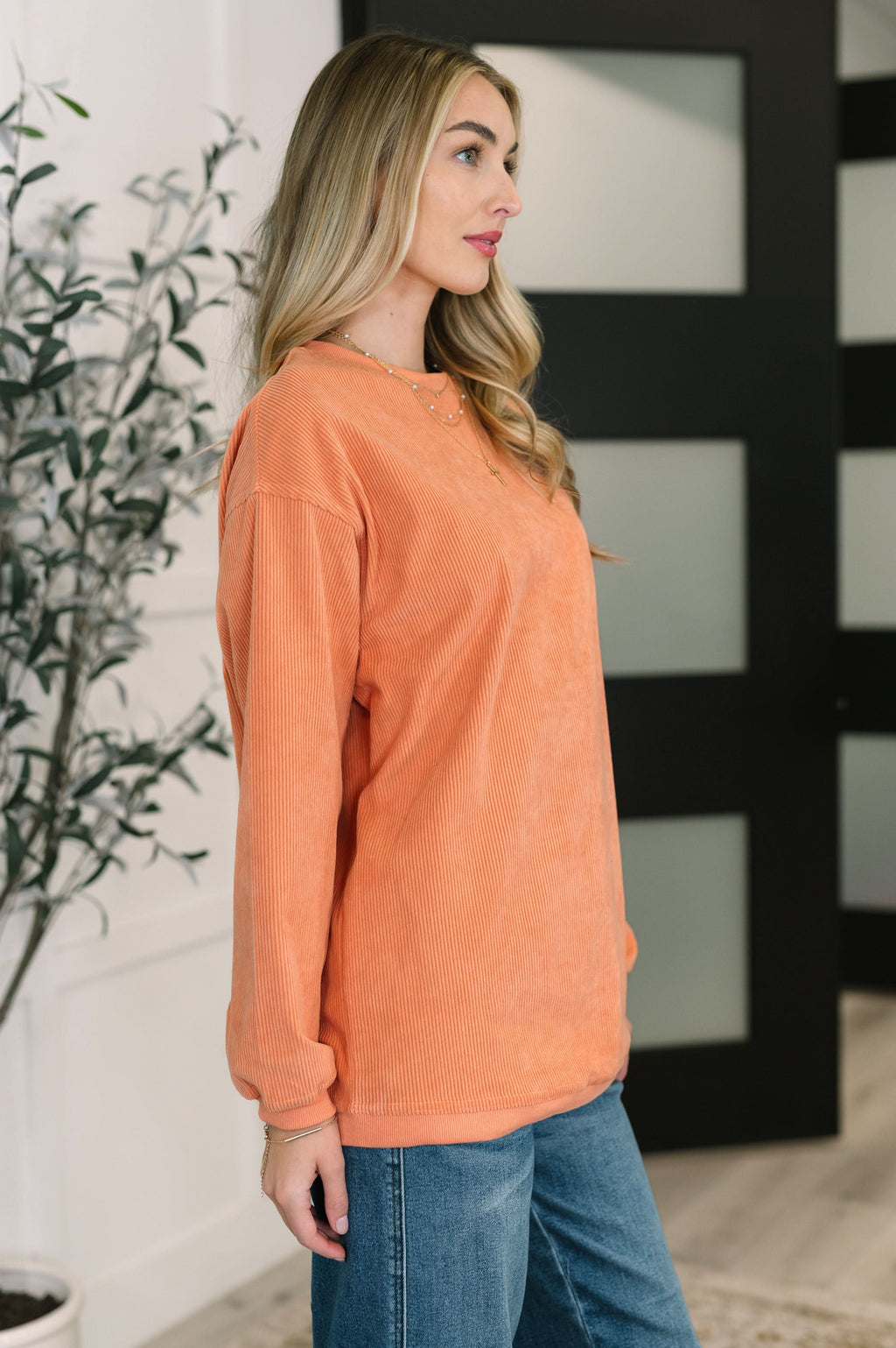 Taking A Drive Oversized Corded Sweatshirt in - Womens photo