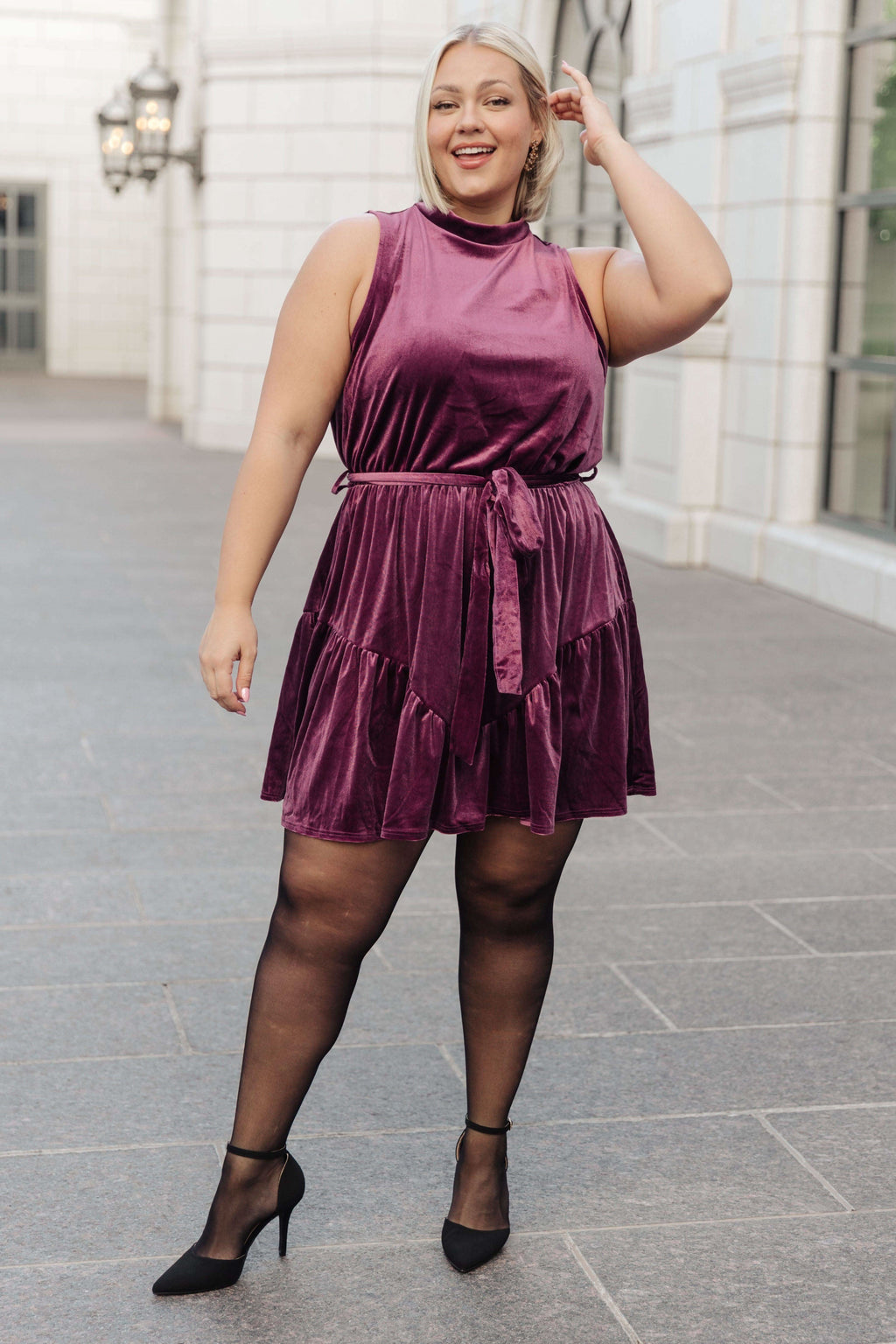 Tied In A Bow Velvet Dress in - Dresses photo