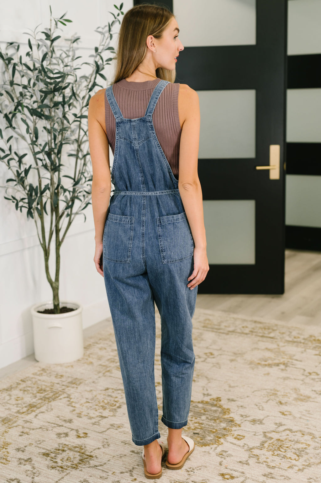 Too Cute to Compute Waist Tie Overalls in Dark Blue in - Womens photo