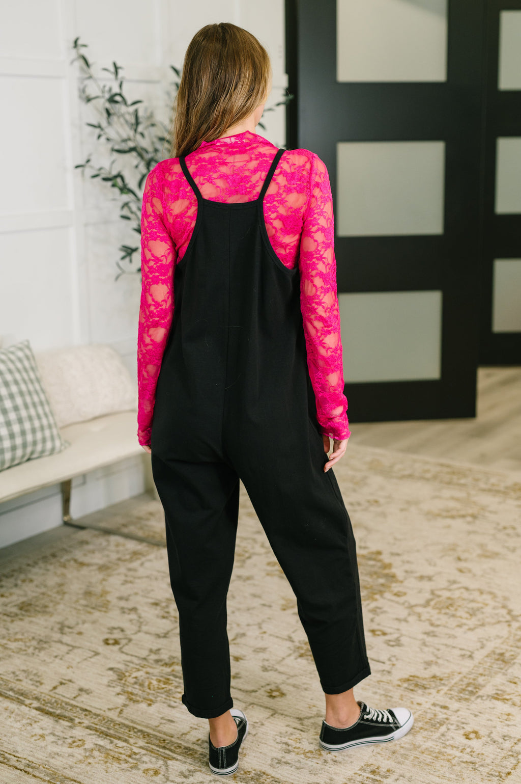 Totally Me Spaghetti Strap Jumpsuit in Black in - Womens photo