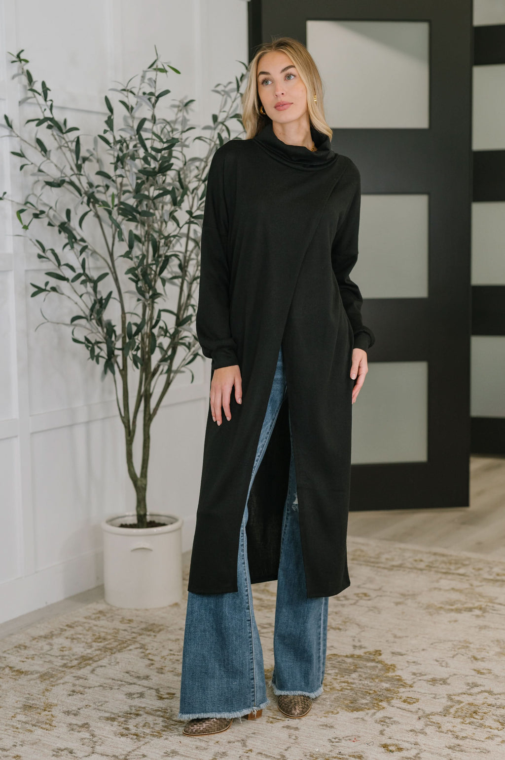 Travel City Scape Turtle Neck Tunic in Black in - Womens photo