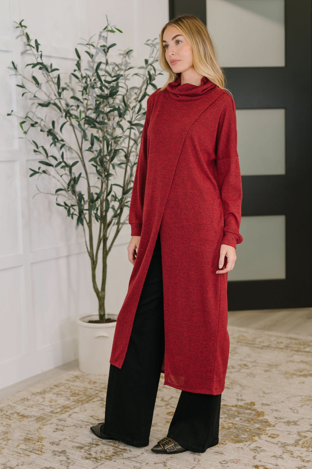 Travel City Scape Turtle Neck Tunic in Wine in - Womens photo