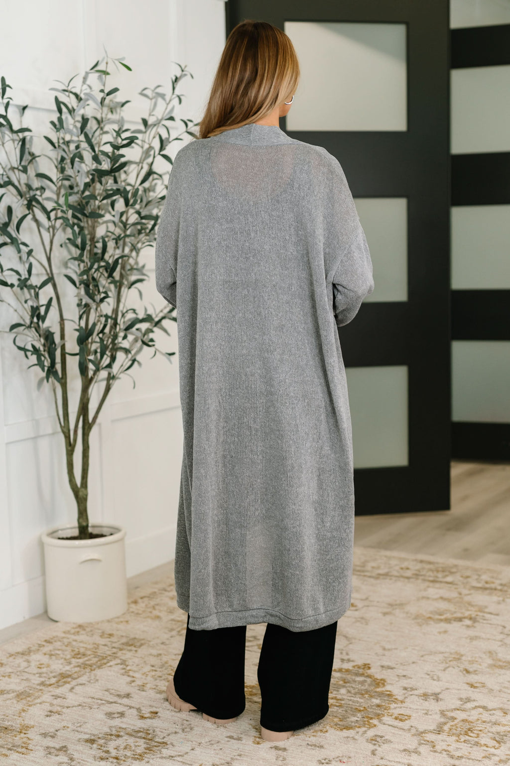 Travel Hideaway Open Front Cardigan in Soft Grey in - Womens photo