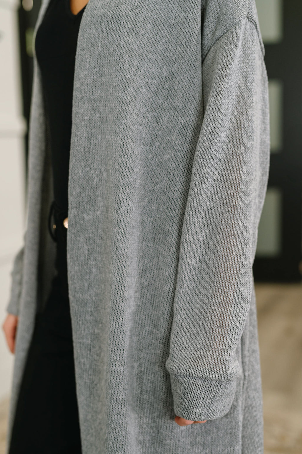 Travel Hideaway Open Front Cardigan in Soft Grey in - Womens photo