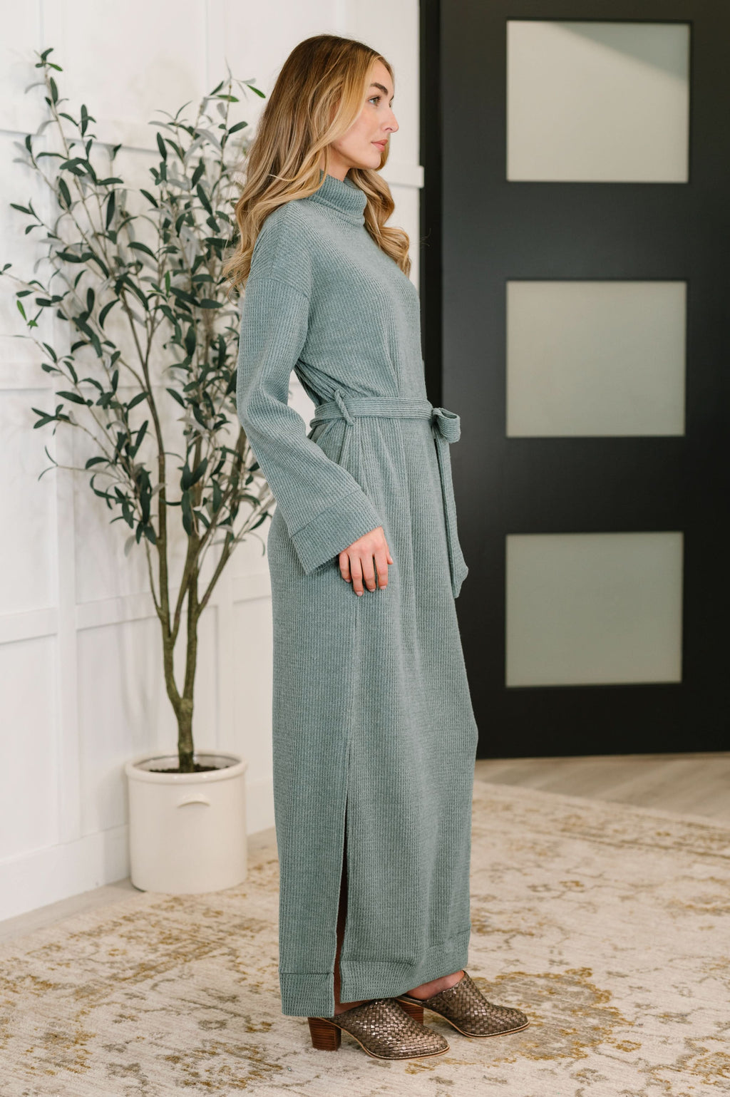 Travel Plush Knit Dress in Soft Teal in - Womens photo
