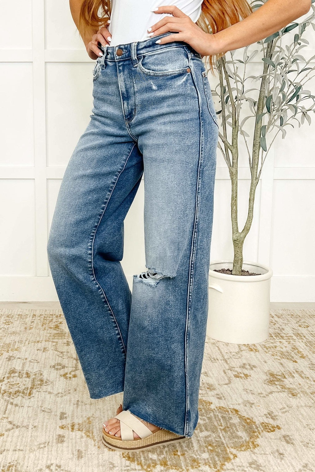Tucker High Rise Vintage Wash Wide Leg Jeans in - Womens photo