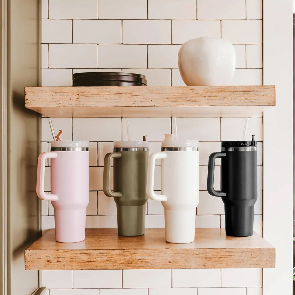 Blush Pink Metal 40 oz Tumbler - SwagglyLife Home & Fashion