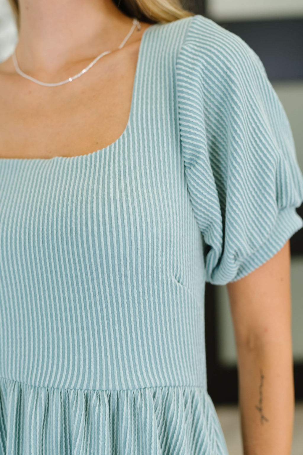 Twirlin’ Dirty Cable Ribbed Knit Dress in Sage Green in - Womens photo