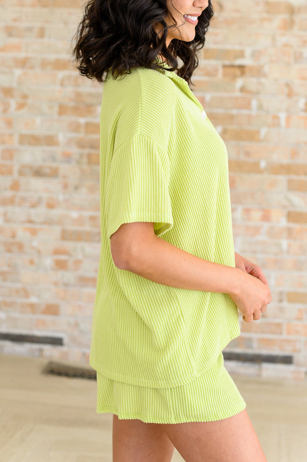 Two's Company Ribbed Button Down in - Sets photo