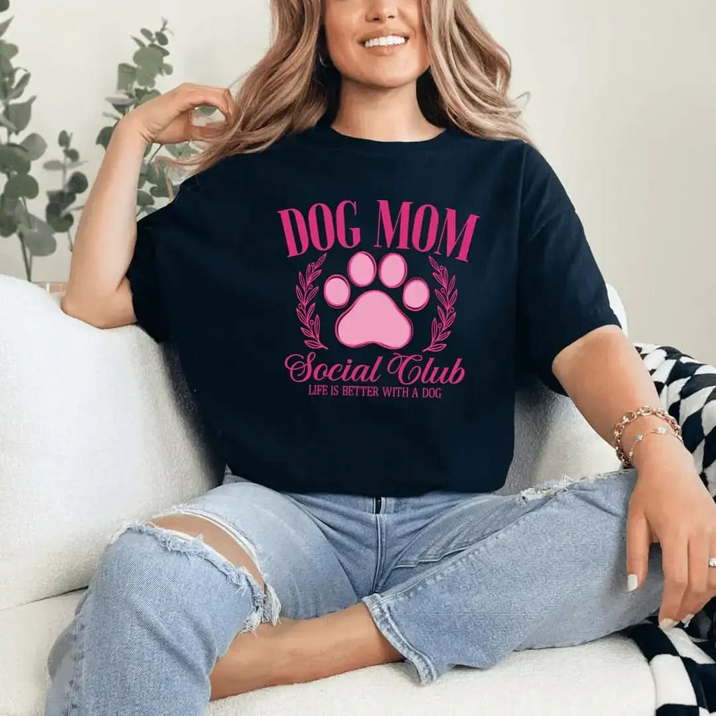 Dog Mom Social Club Graphic Tee - SwagglyLife Home & Fashion