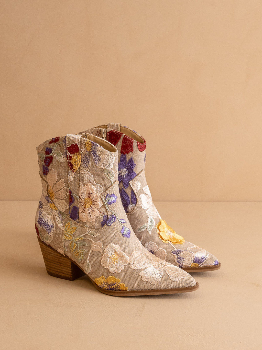 The Wanda | Taupe Floral Appliqué Western Boot in Taupe Floral - BOOTS & BOOTIES photo