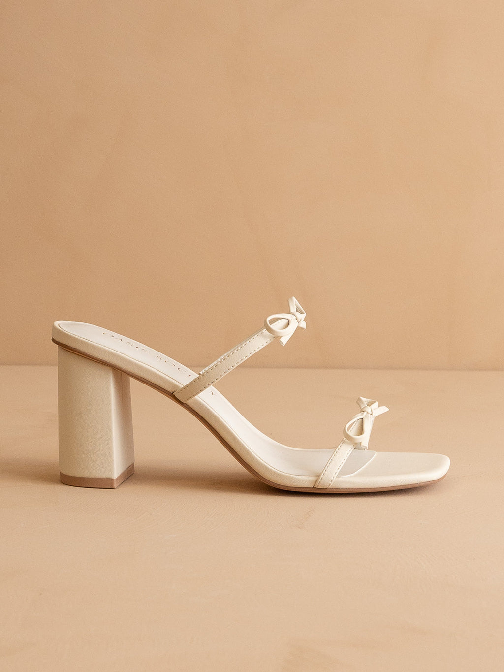 The Wendy | Beige Double Strap Bow Heels in - HEELS photo