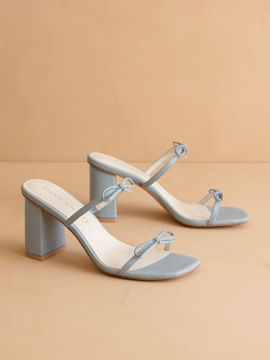 The Wendy | Blue Double Strap Bow Heels in Blue - HEELS photo