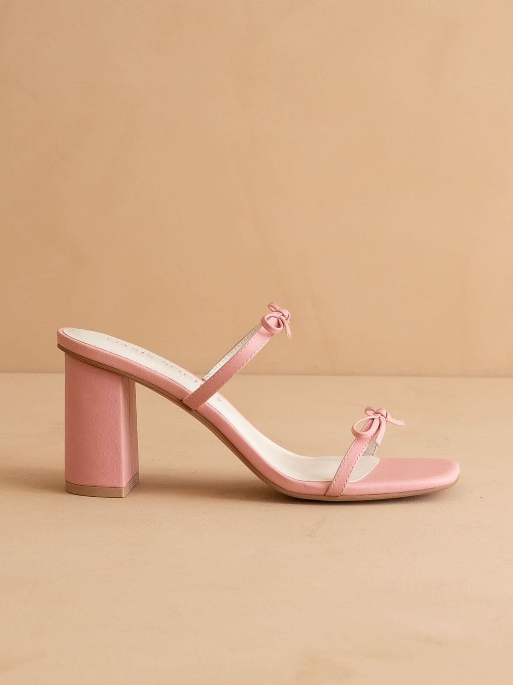 The Wendy | Pink Double Strap Double Bow Heels in Pink - HEELS photo