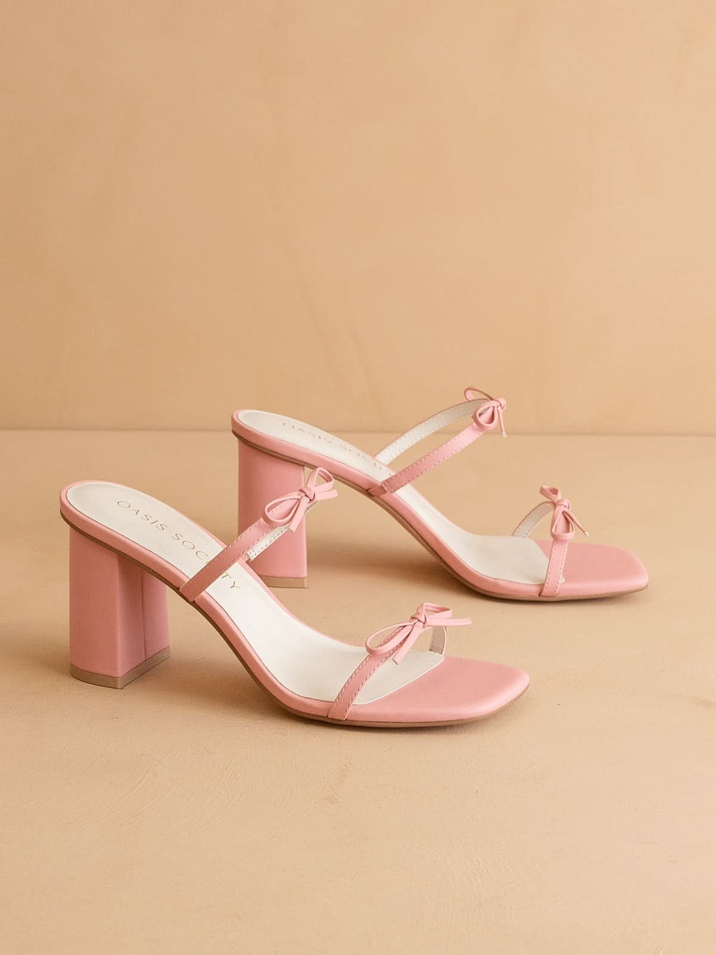 The Wendy | Pink Double Strap Double Bow Heels in 8 Pink - HEELS photo