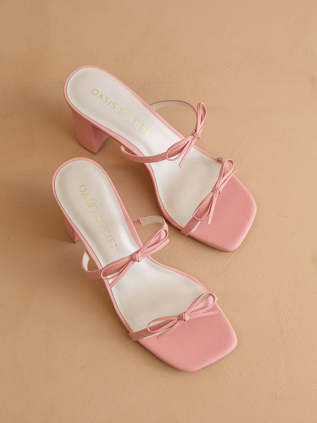 The Wendy | Pink Double Strap Double Bow Heels in Pink - HEELS photo
