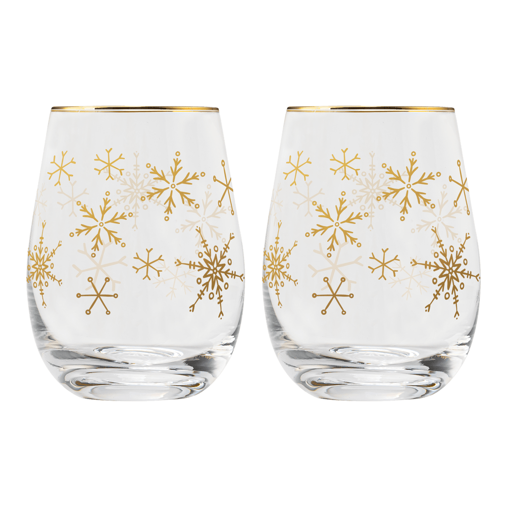 Snowflakes Stemless Wine Glass - Boxed Set of 2 in - wine glass boxed set photo
