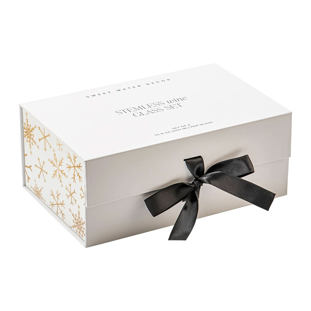 Snowflakes Stemless Wine Glass - Boxed Set of 2 in - wine glass boxed set photo