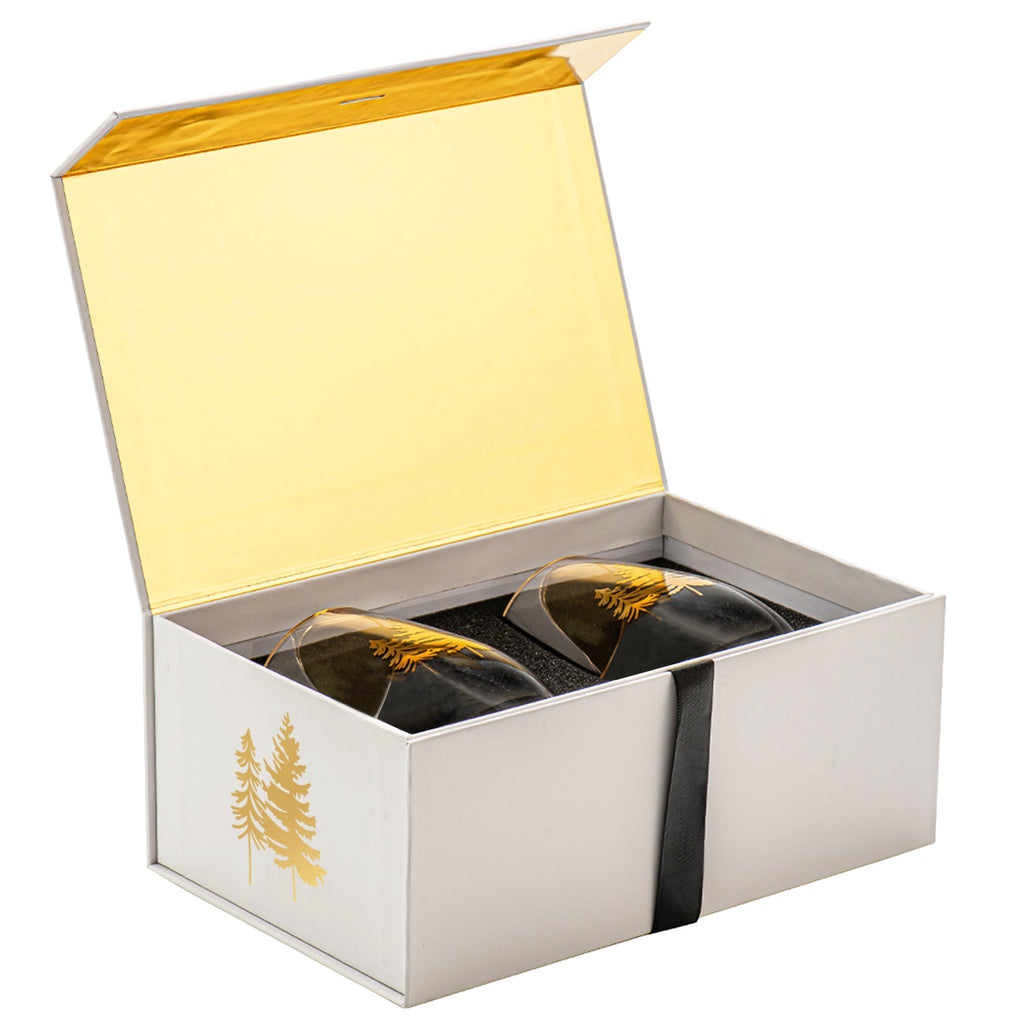 Trees Stemless Wine Glass - Boxed Set of 2 in - wine glass boxed set photo