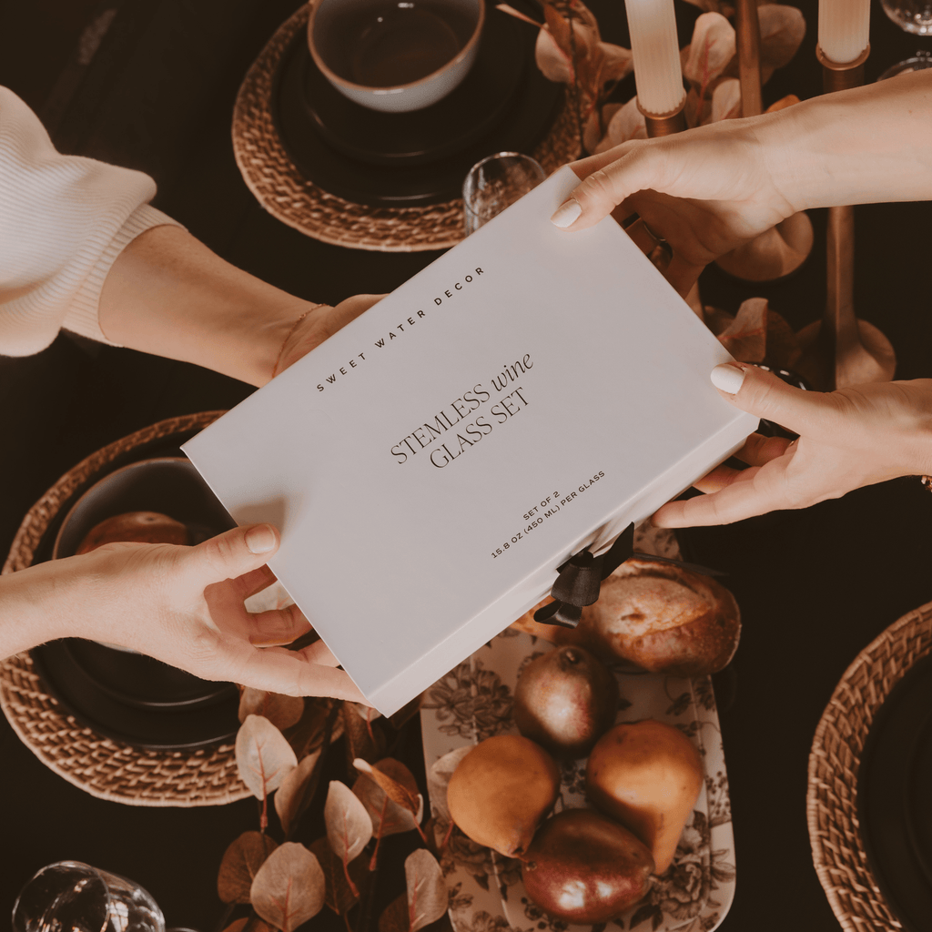 Delft Stemless Wine Glass - Boxed Set of 2 in - wine glass boxed set photo