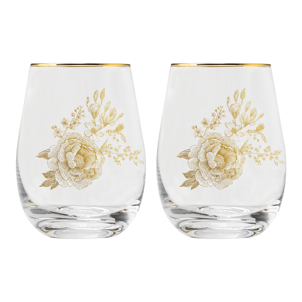 Delft Stemless Wine Glass - Boxed Set of 2 in - wine glass boxed set photo