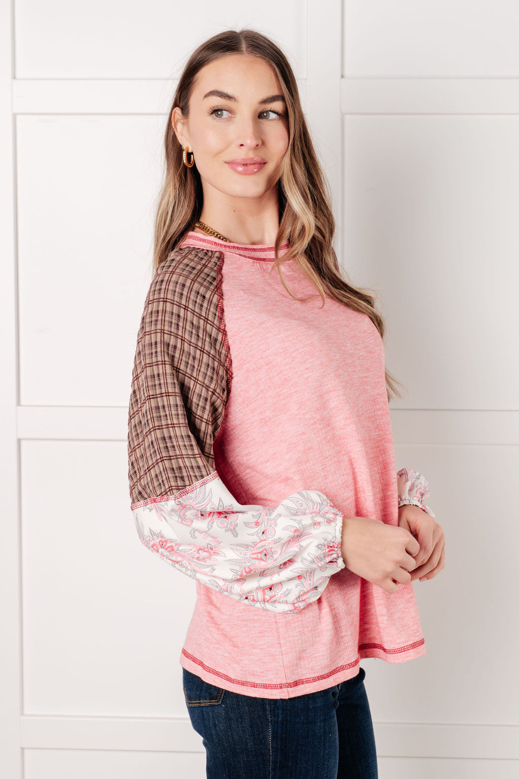 Walk for Miles Floral Color Block Top in - Tops photo