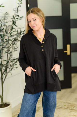 Warm Intentions Henley Pullover in Black - SwagglyLife Home & Fashion Warm Intentions Henley Pullover in Black - SwagglyLife Home & Fashion