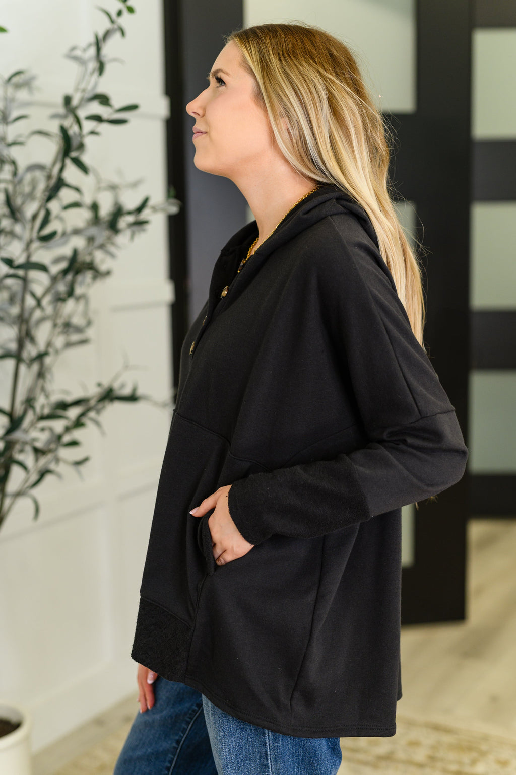 Warm Intentions Henley Pullover in Black - SwagglyLife Home & Fashion