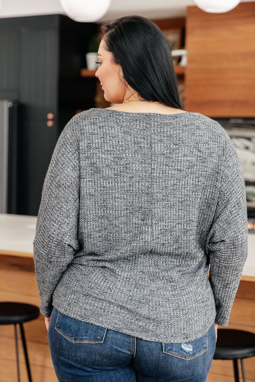 Warm Thoughts Ribbed Top in Charcoal in - Tops photo