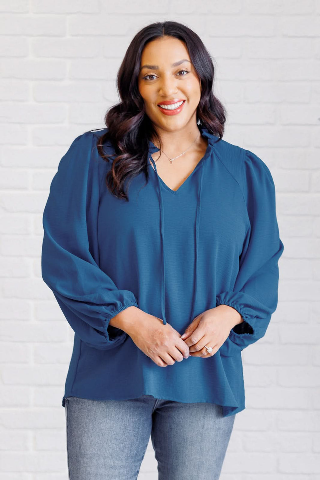 We Believe Keyhole Tie Detail Blouse in - Blouses photo