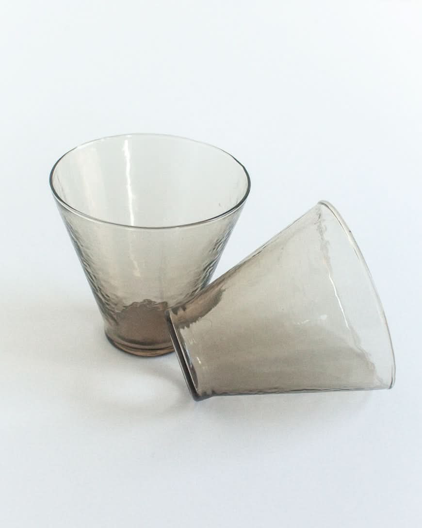 Handblown Hammered Funneled Glasses | Set of 2 in Smoke - Kitchen & Dining photo