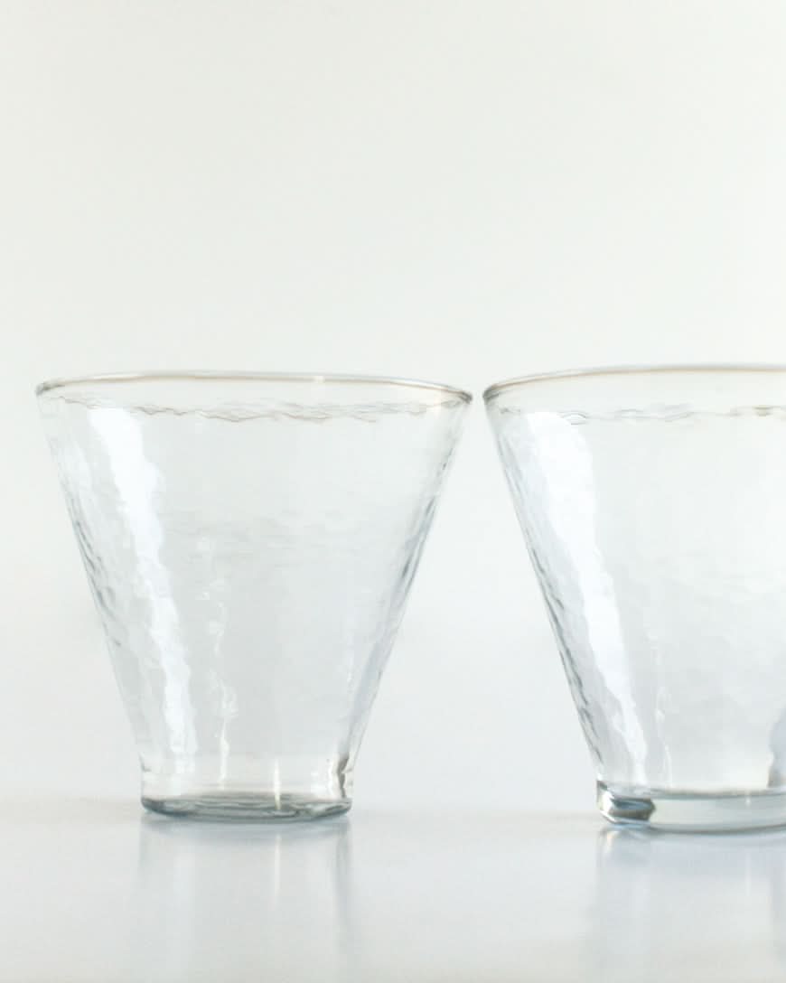 Handblown Hammered Funneled Glasses | Set of 2 in Clear - Kitchen & Dining photo
