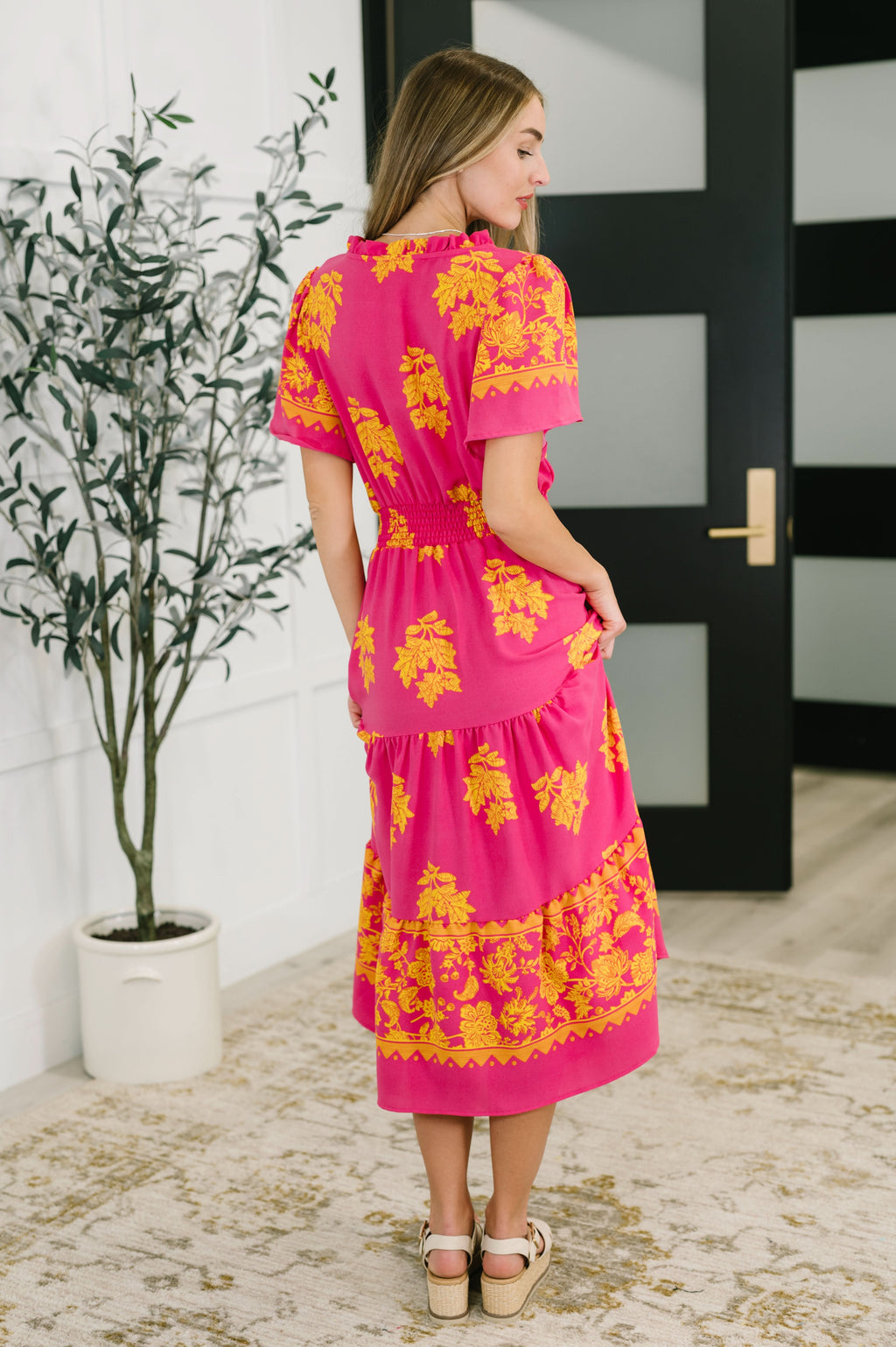 Whispering Willow V-Neck Dress in Fuchsia in - Womens photo