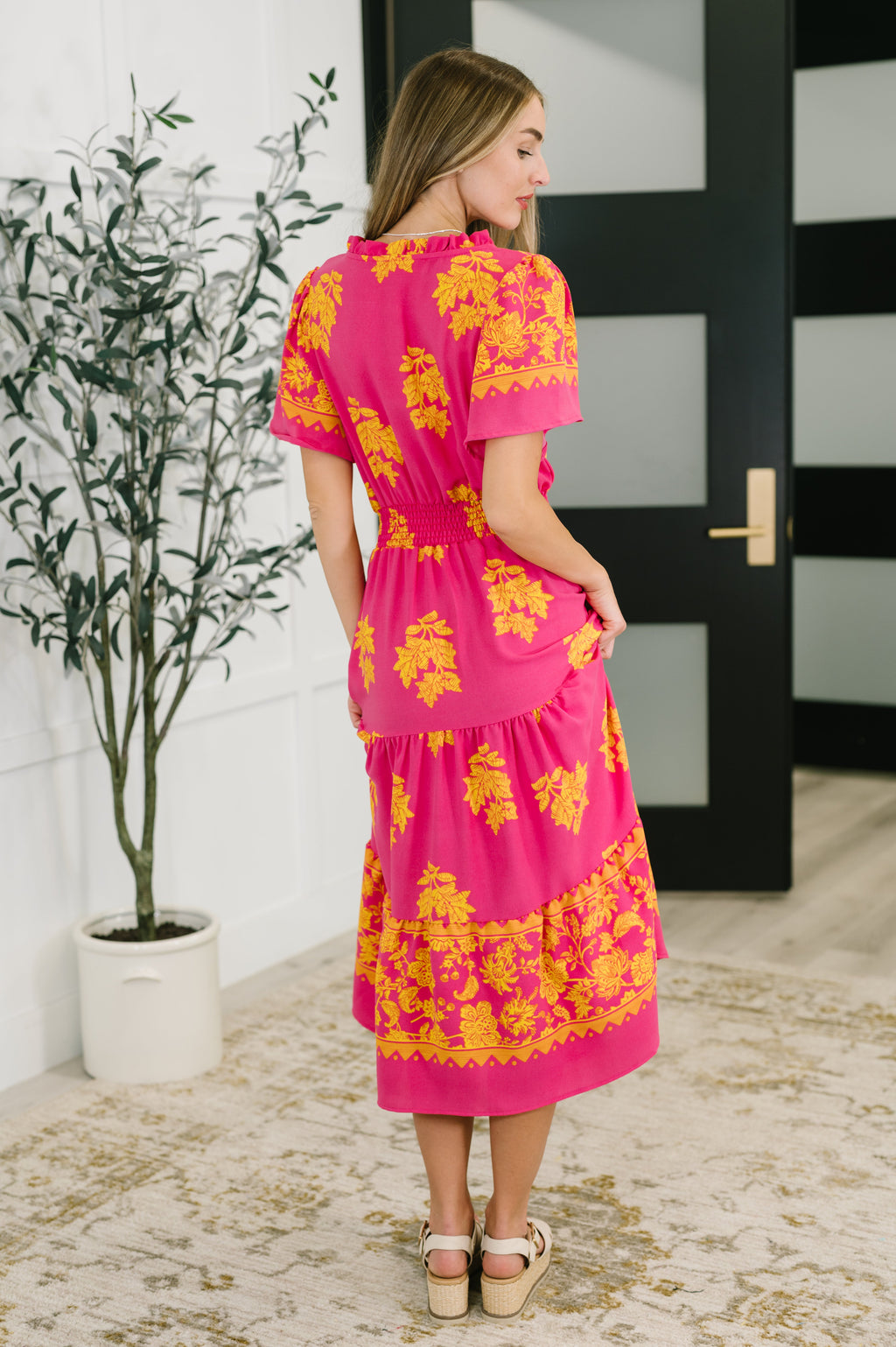 Whispering Willow V-Neck Dress in Fuchsia in - Womens photo