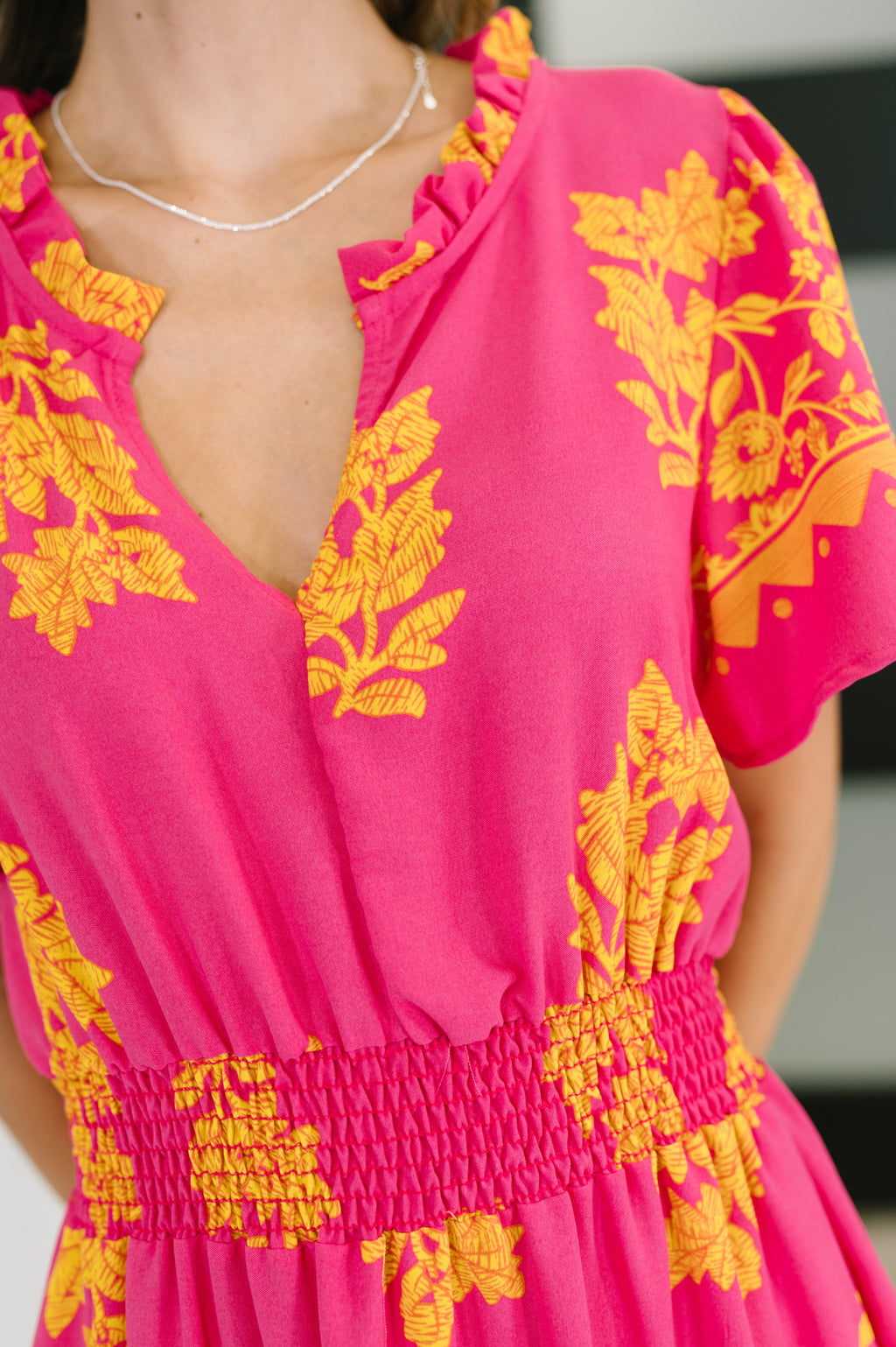 Whispering Willow V-Neck Dress in Fuchsia in - Womens photo