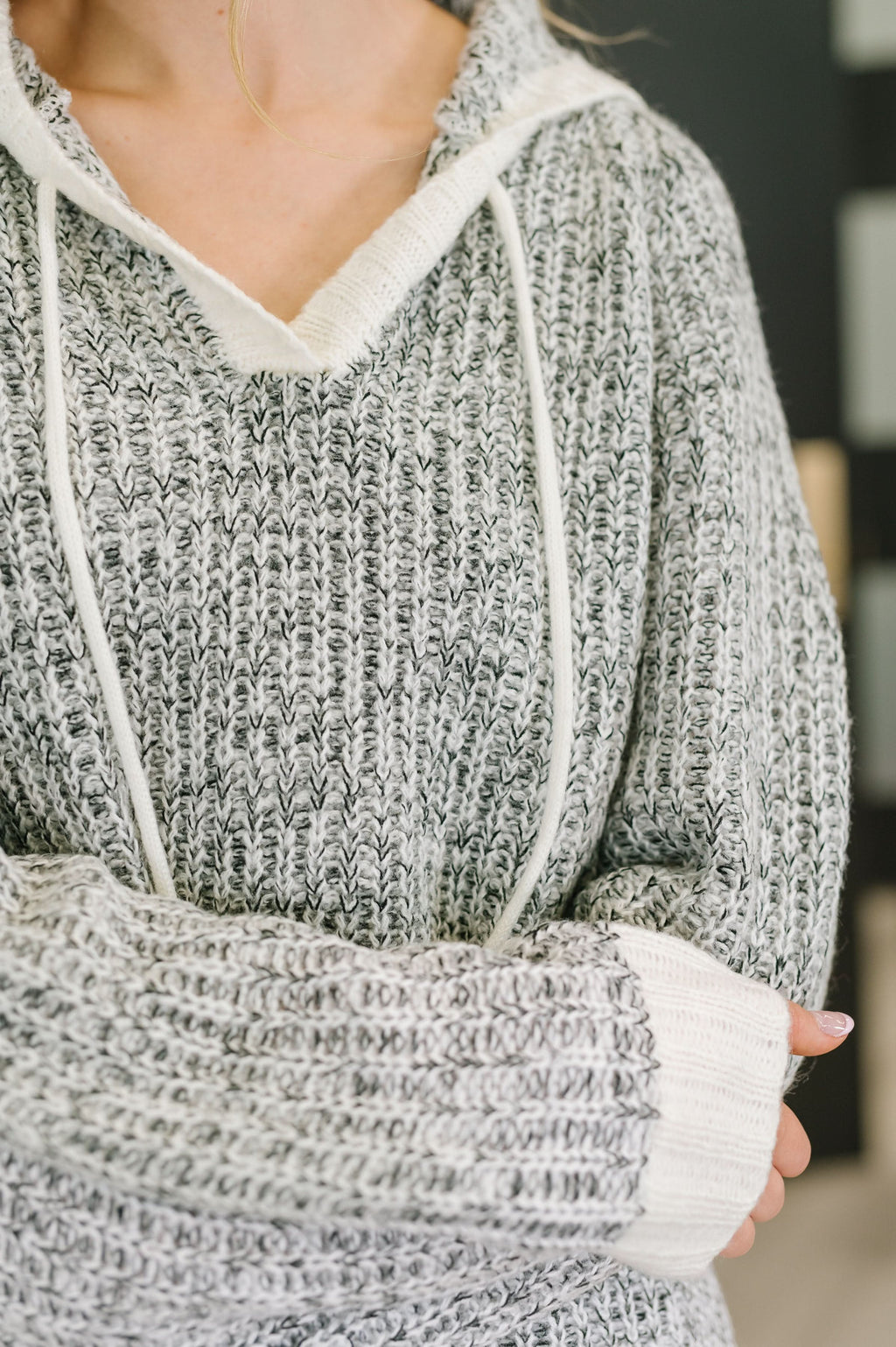 Who Can Live Without it Textured Split Neck Pullover in - Womens photo