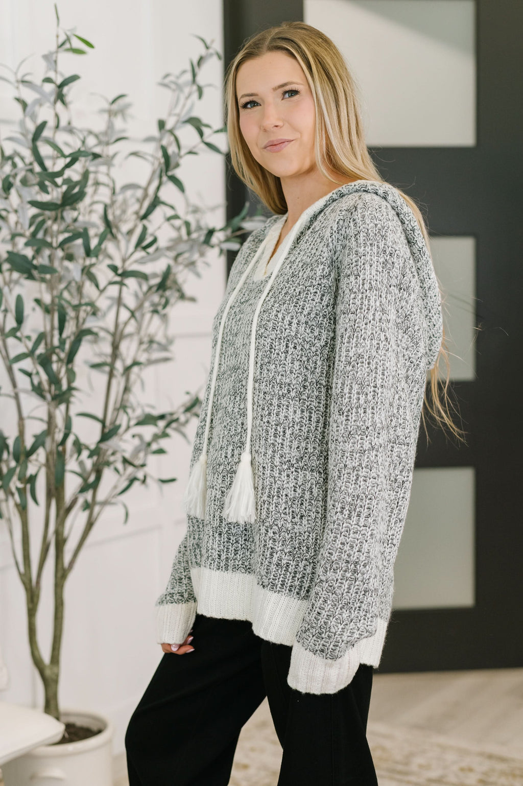 Who Can Live Without it Textured Split Neck Pullover in - Womens photo