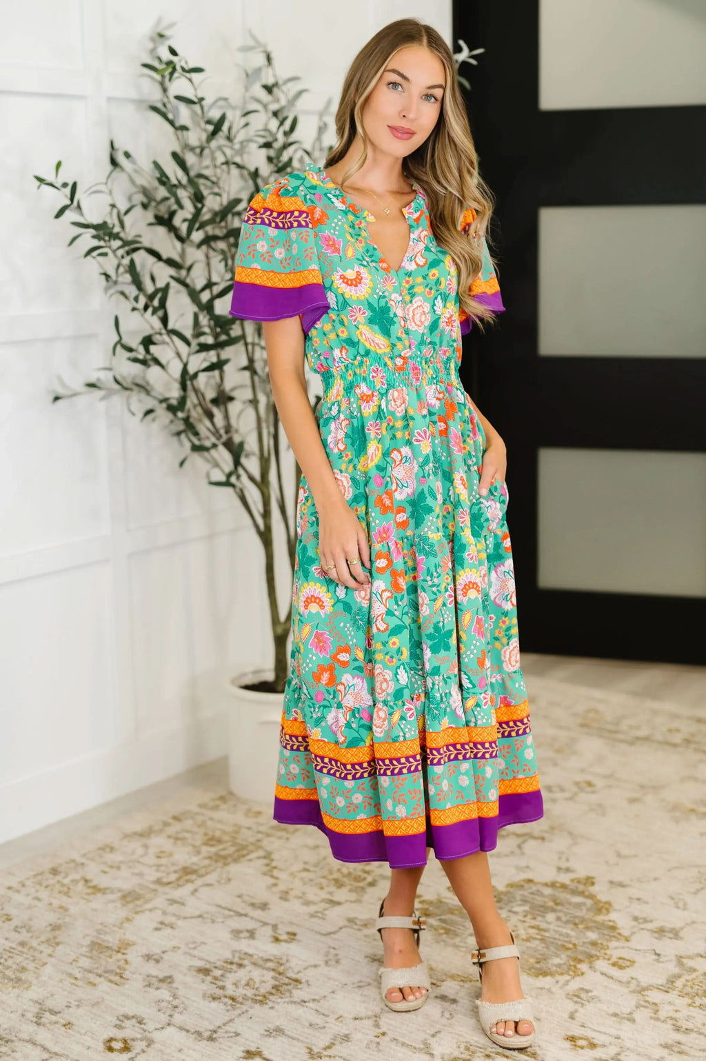 Wildflower Wish Gathered Tier Dress in Mint in - Womens photo