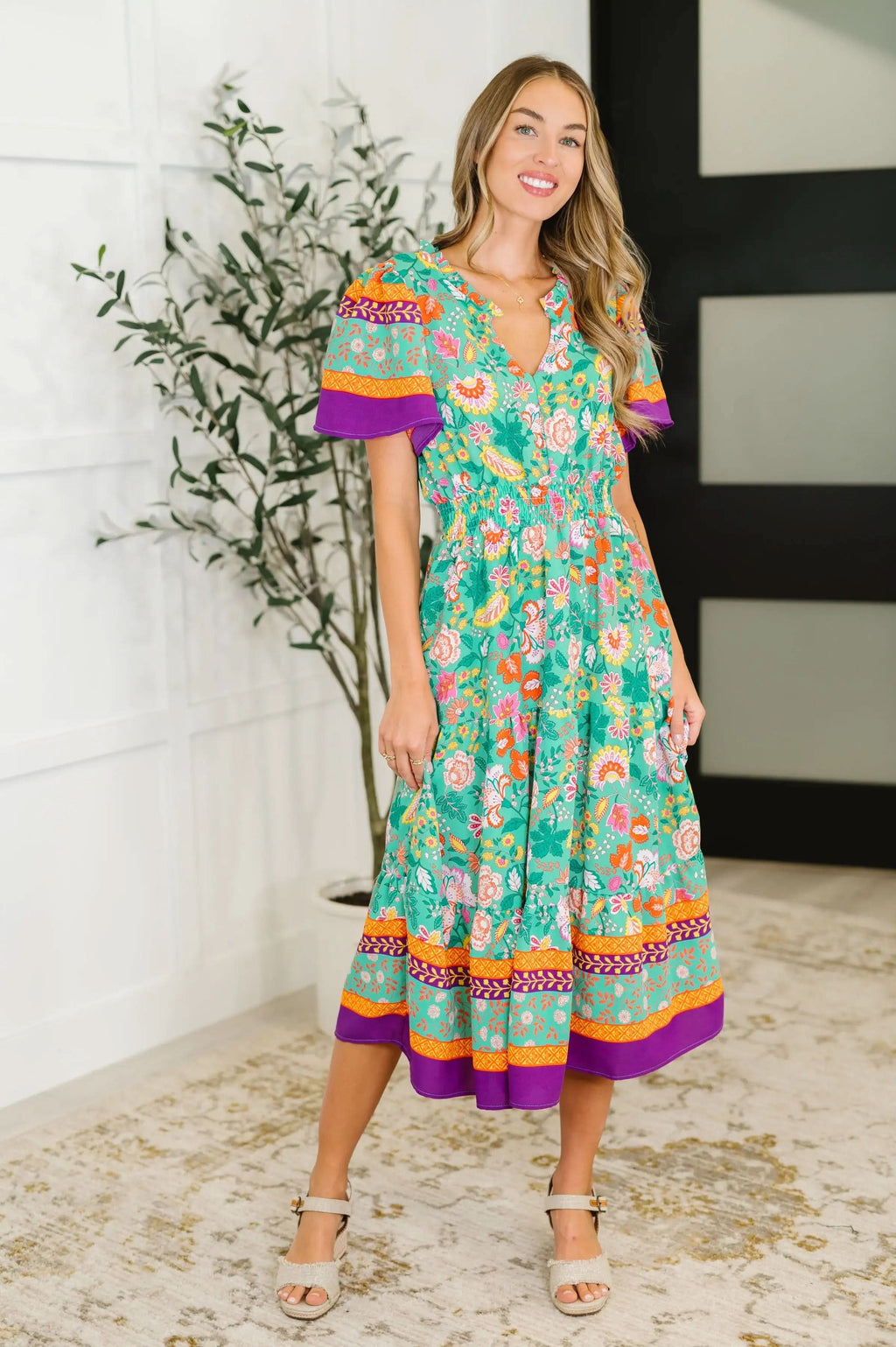 Wildflower Wish Gathered Tier Dress in Mint in - Womens photo