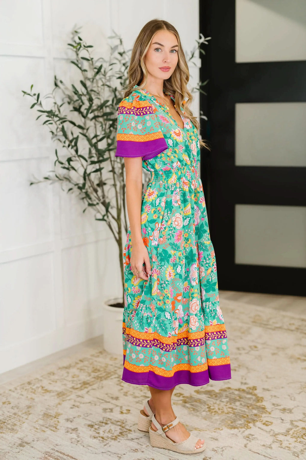 Wildflower Wish Gathered Tier Dress in Mint in - Womens photo