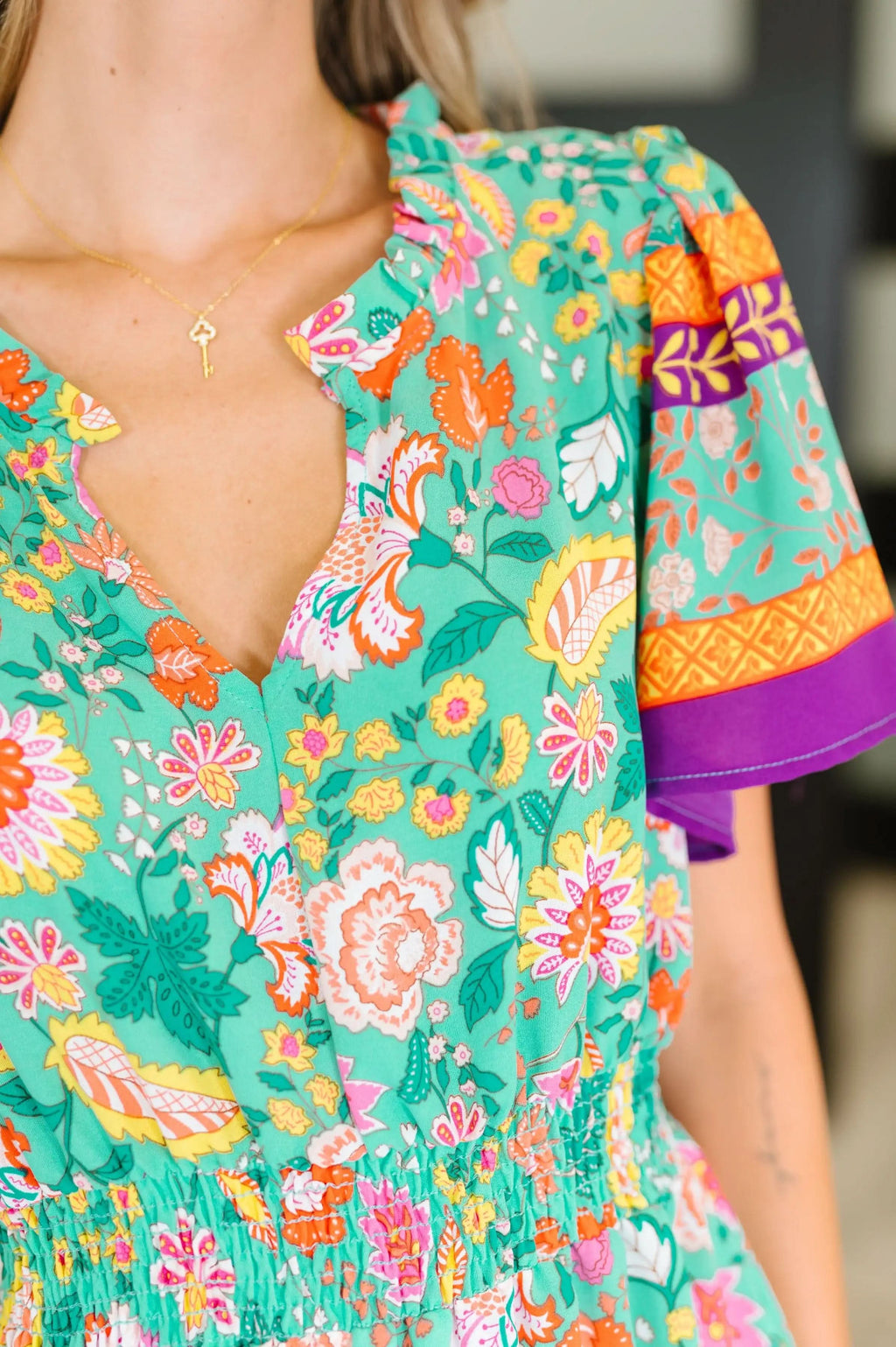 Wildflower Wish Gathered Tier Dress in Mint in - Womens photo