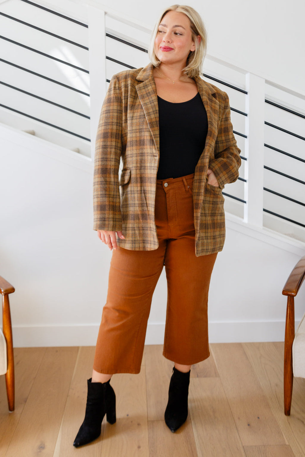 World Class Plaid Blazer in - Layers photo