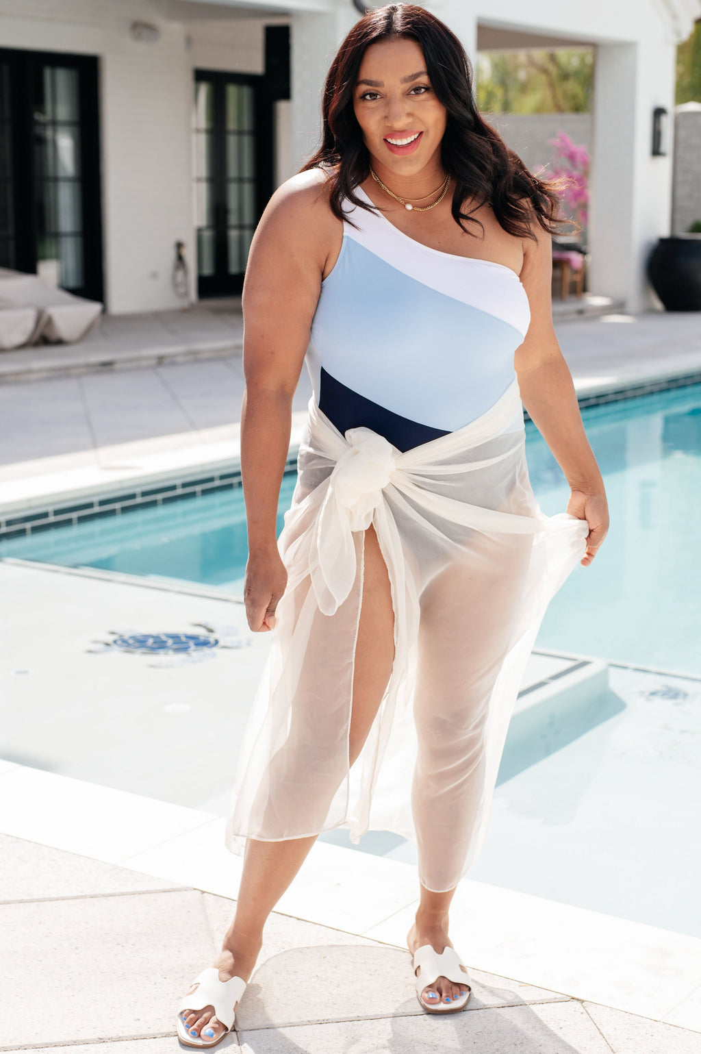 Dominica Color Block Asymmetrical Swimsuit in - Swimwear photo