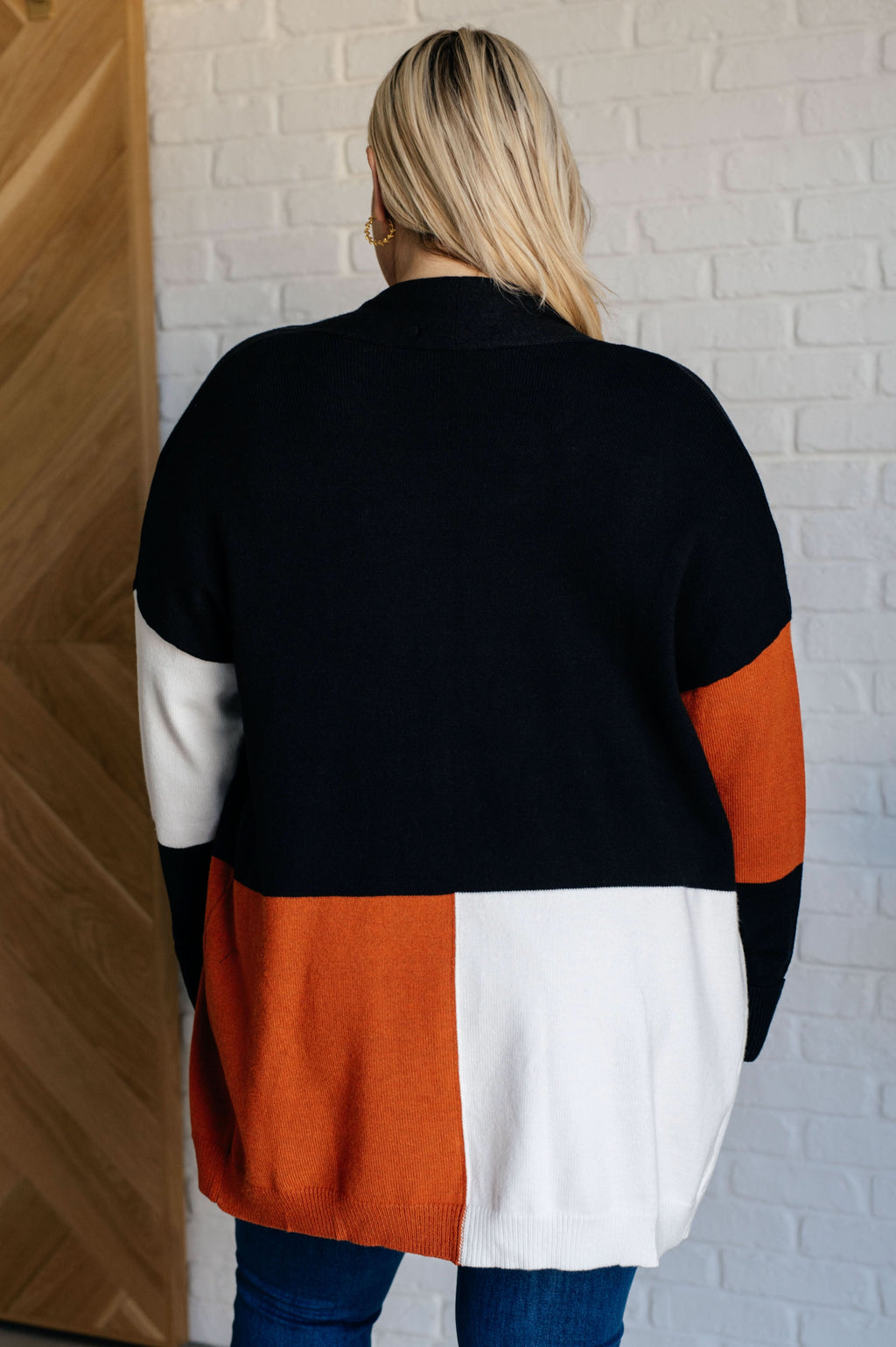 Writer's Block Color Block Open Front Cardigan in - Layers photo