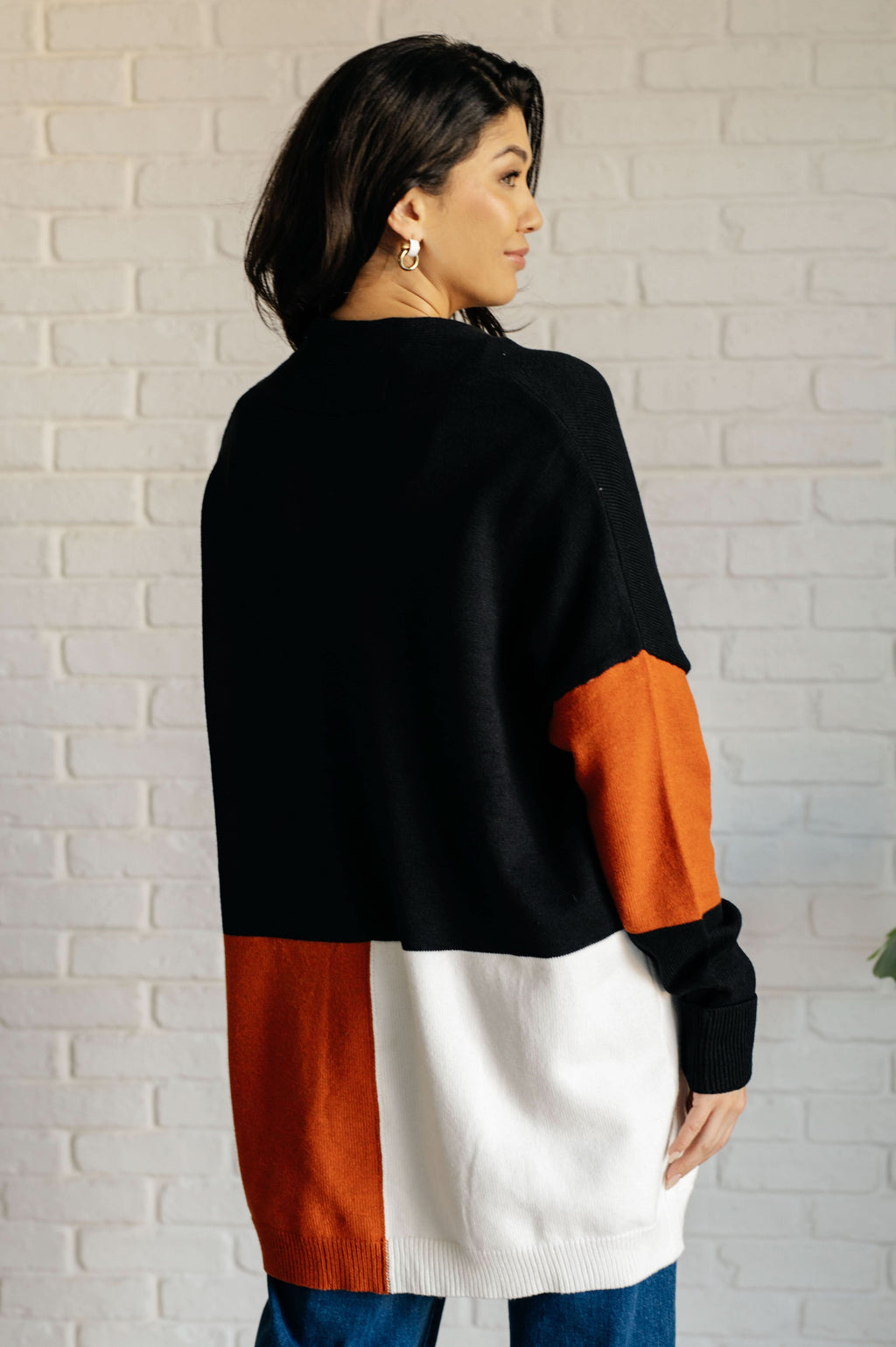 Writer's Block Color Block Open Front Cardigan in - Layers photo