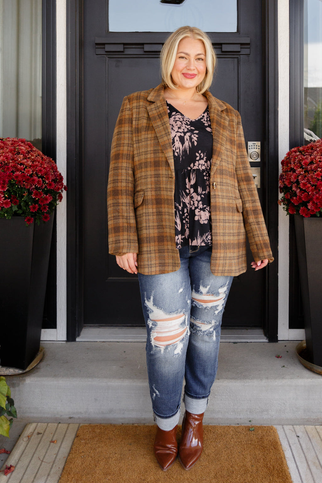 World Class Plaid Blazer in - Layers photo