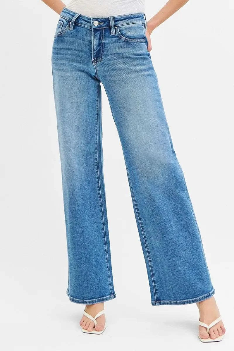 RISEN Full Size Low Rise Wide Leg Jeans Plus Size in MEDIUM - photo