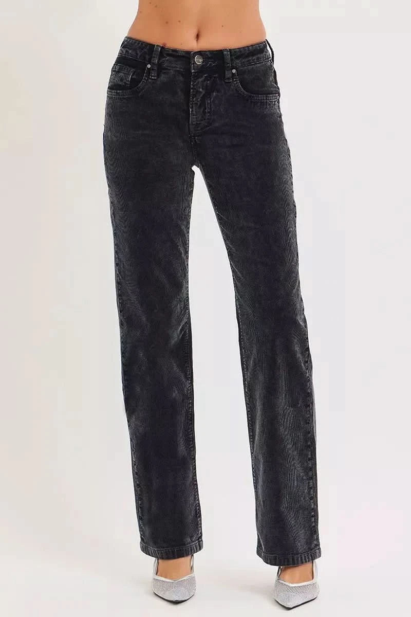 RISEN Tummy Control Mid Rise Straight Leg Corduroy Pants in - photo