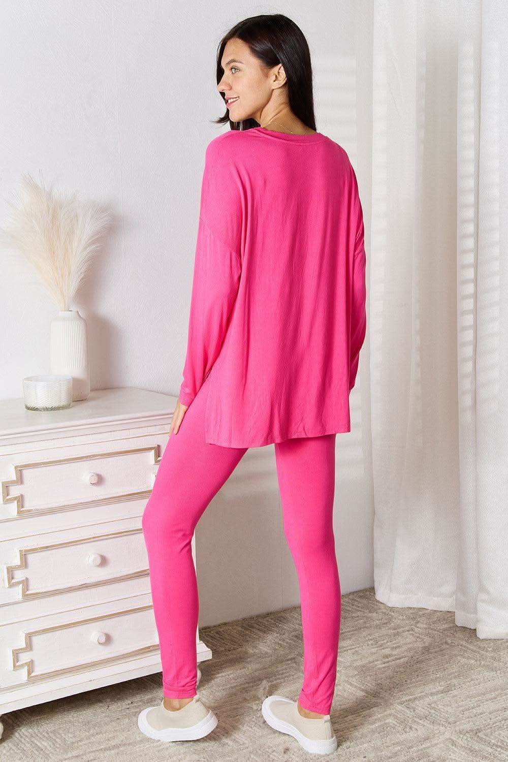 Basic Bae Full Size V-Neck Soft Rayon Long Sleeve Top and Pants Lounge Set in - Loungewear photo